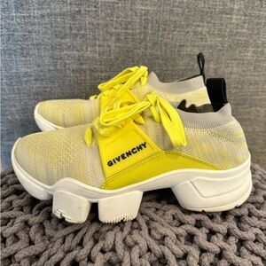 Givenchy sneakers size 38 1/2 EU, fits US 8. Neon yellow, white with platform.